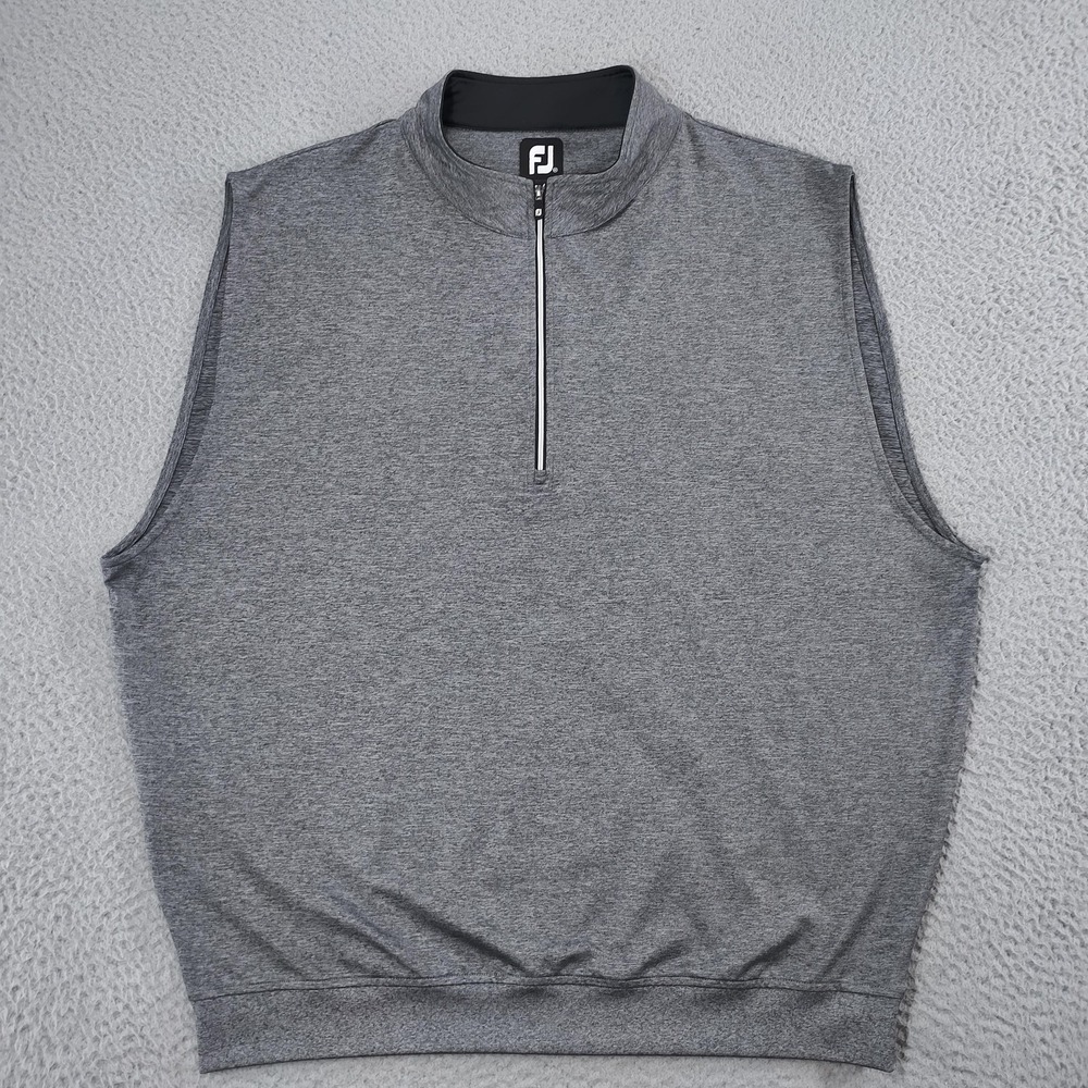 FootJoy Sleeveless Pullover Mens 2XL Gray 1/4 Zip Golf Tank Lightweight Stretch